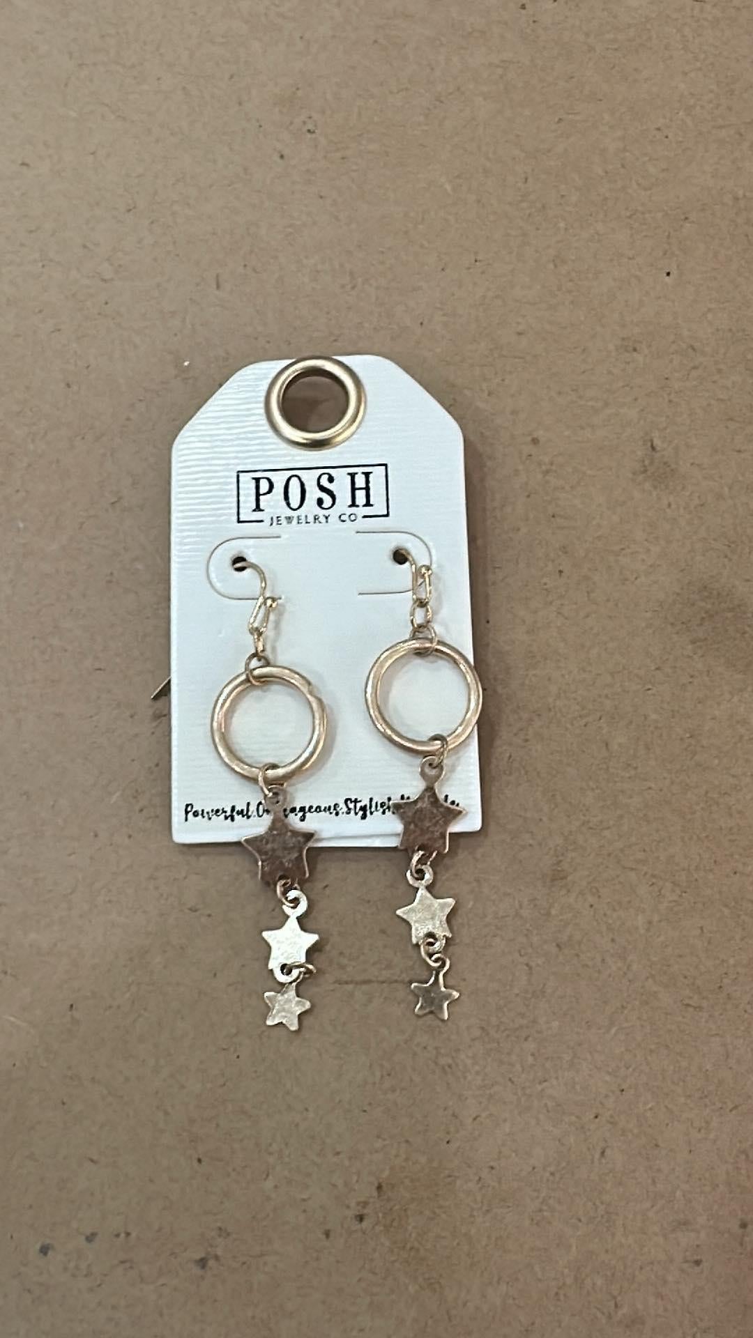 Matte Gold Hanging Star Earrings