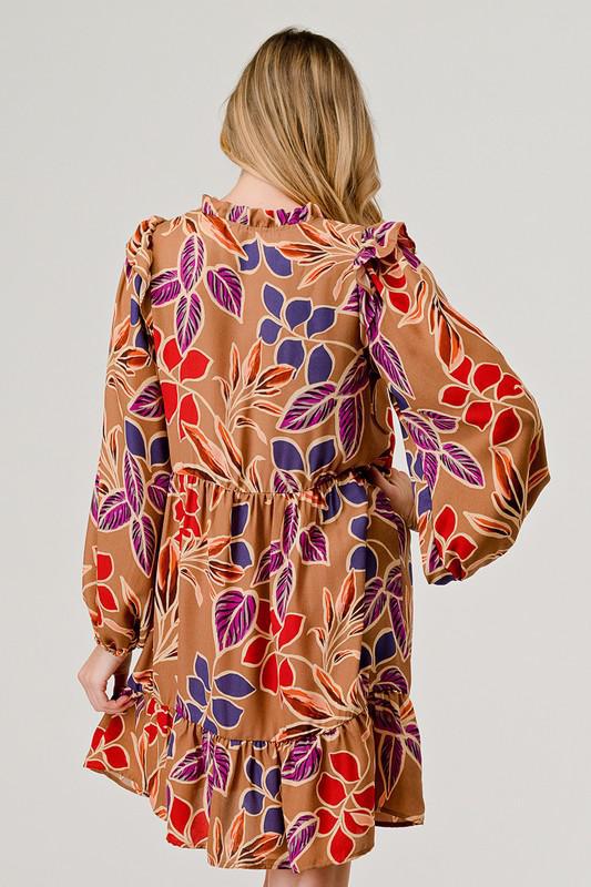 Multi Leaf Print Dress