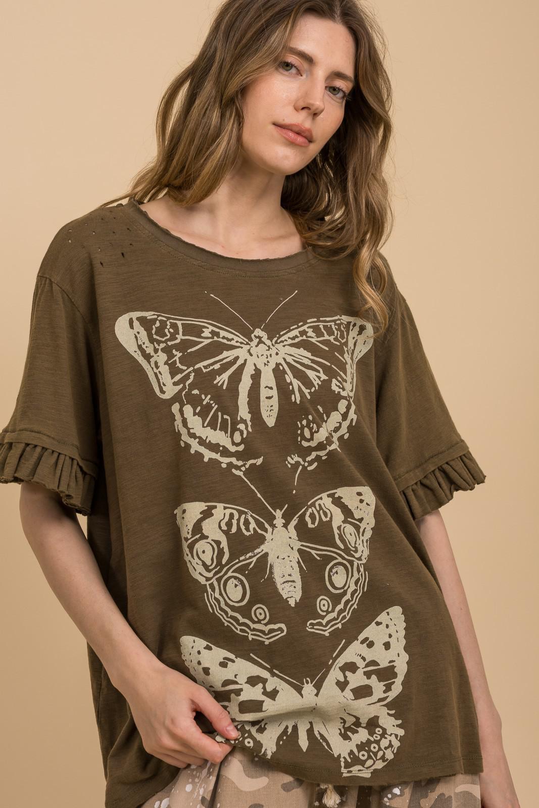 Short Ruffle Sleeve Butterfly Top