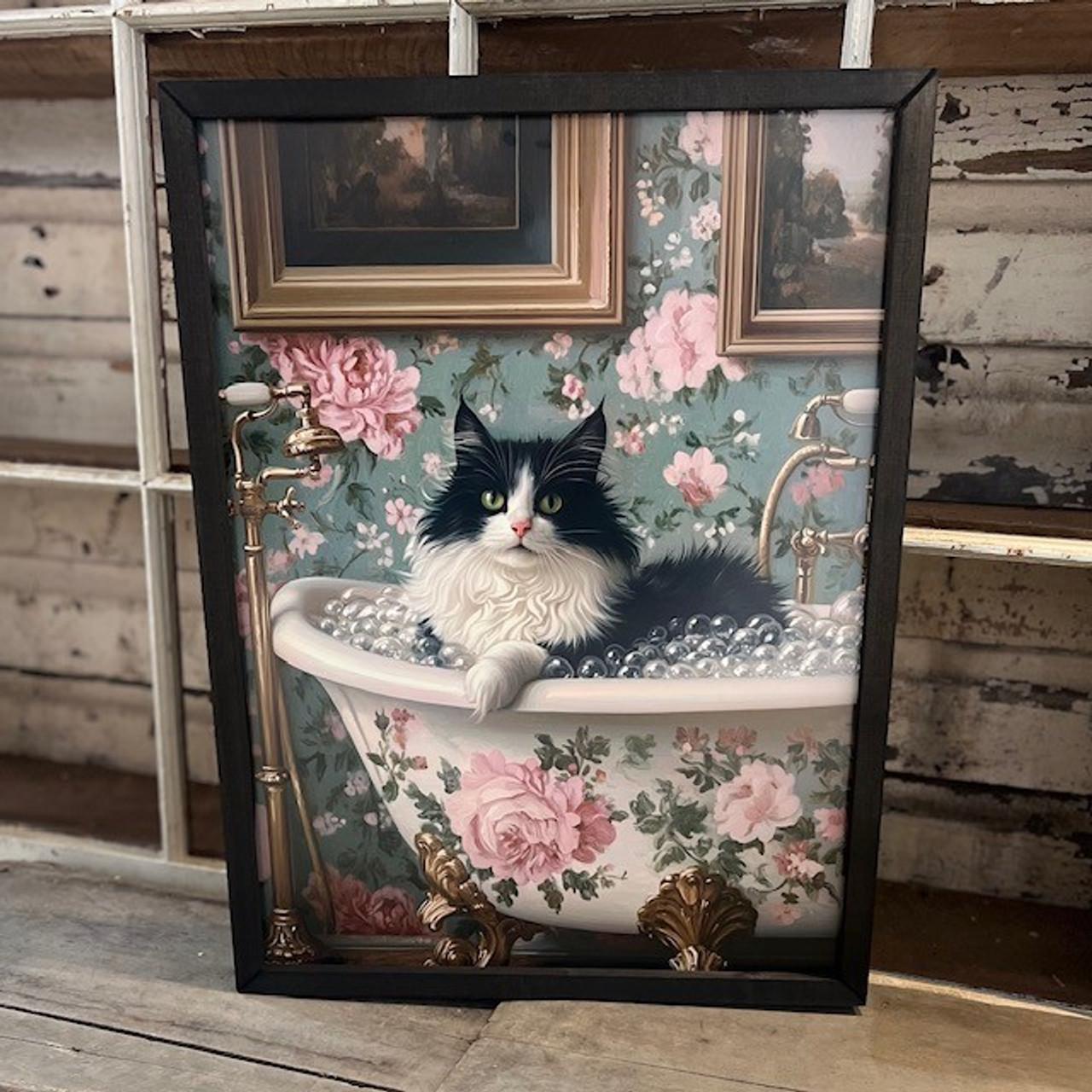 Vintage Clawfoot Bathtub Cat Box Frame 12x16