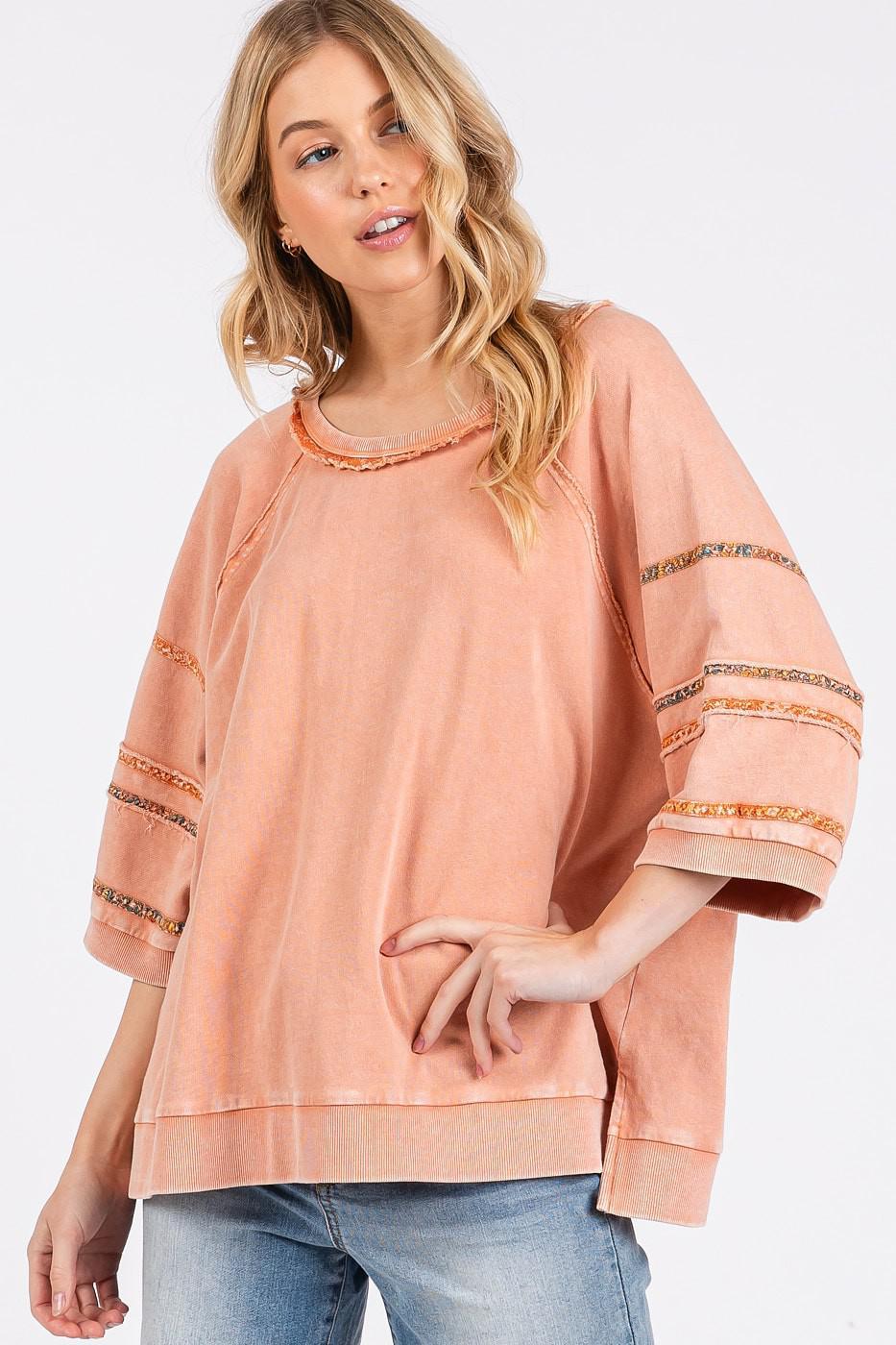 Coral French Terry Top