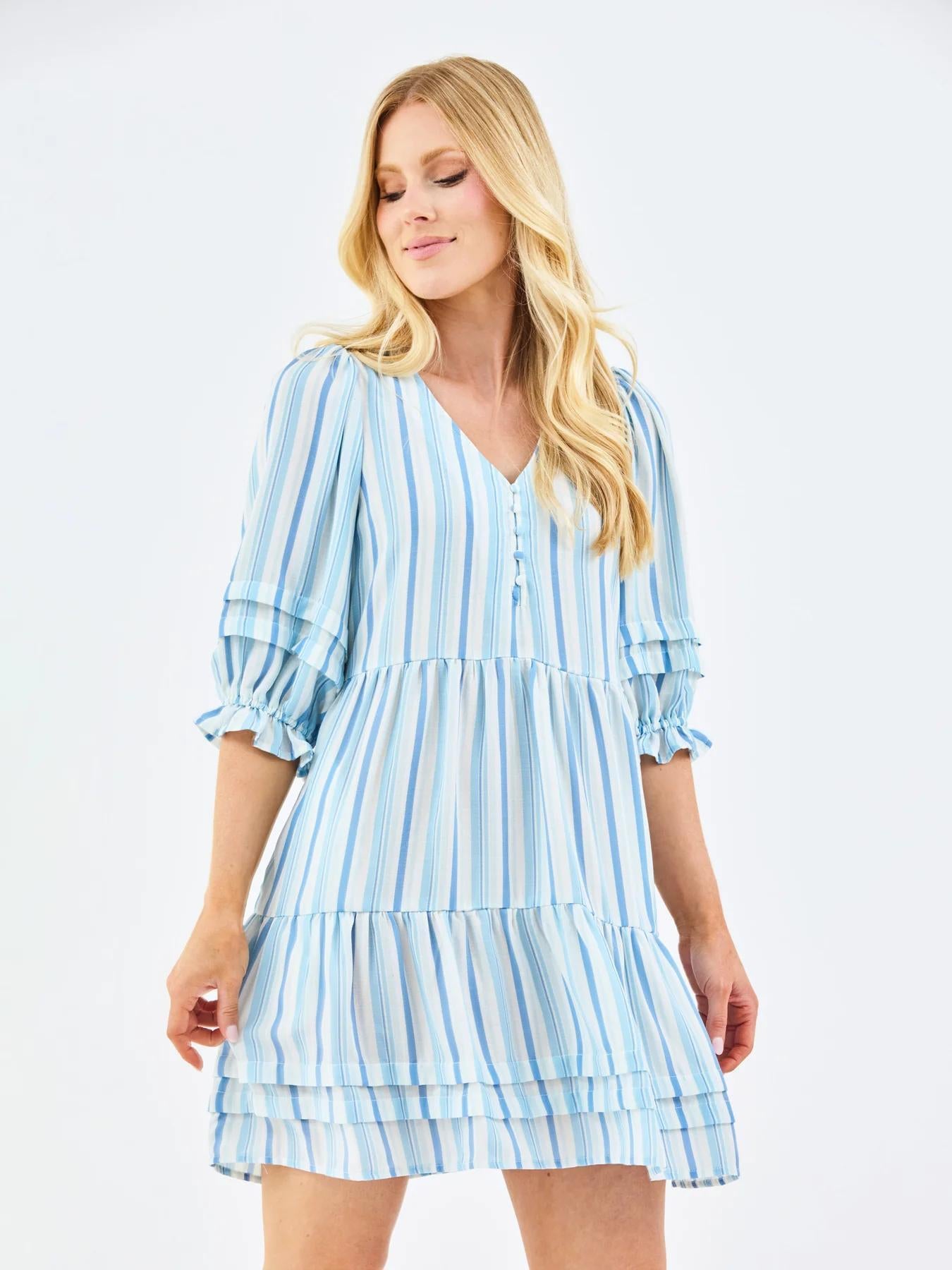 Raya Dress | Harbor Lines Blue