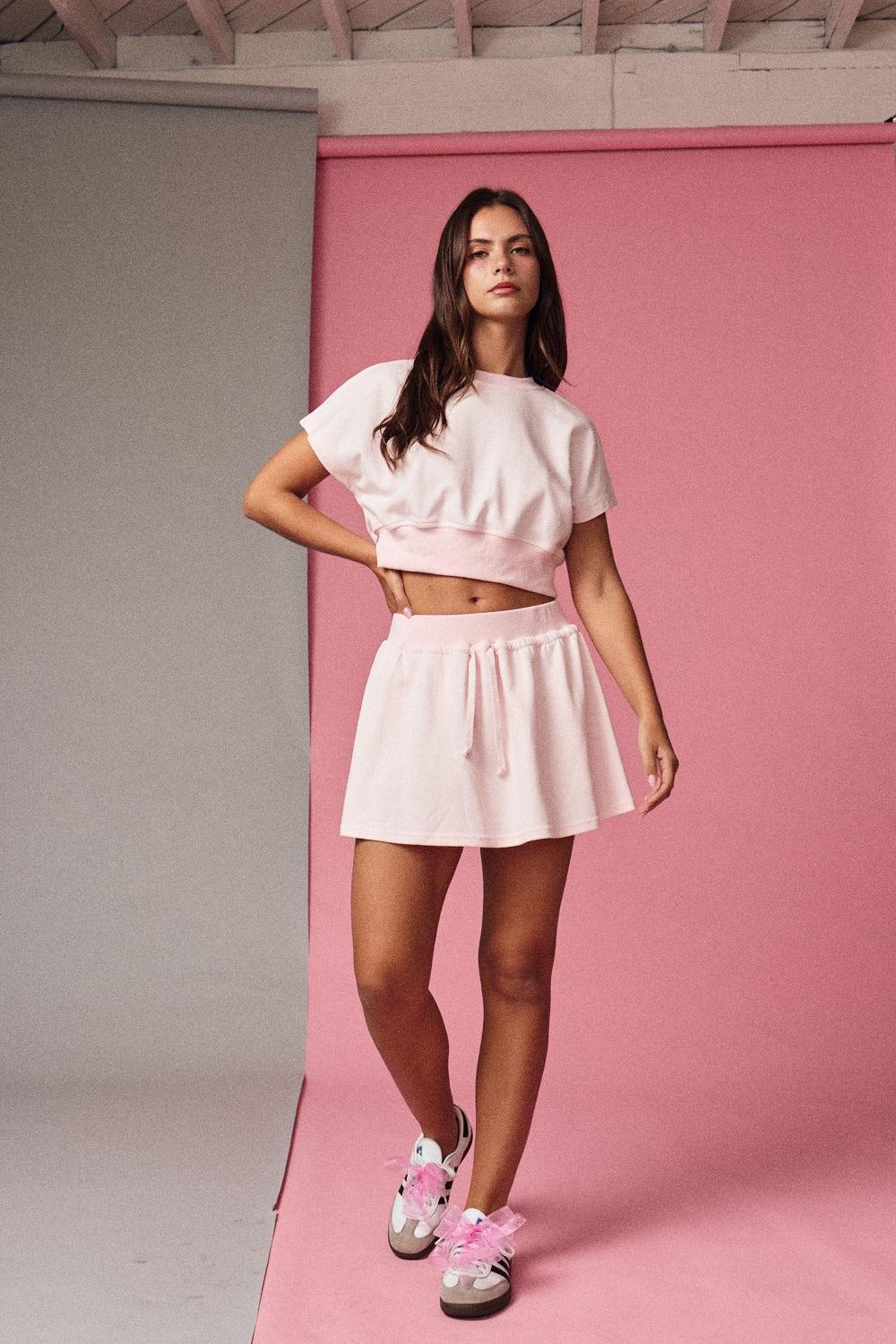 Pink Two Piece Skort Set Casual Fit