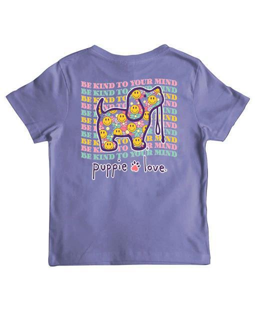 Puppie Love Smiley Flowers Pup YTH Tee