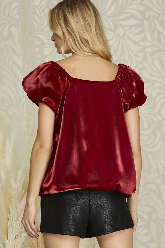Red Organza Woven Top