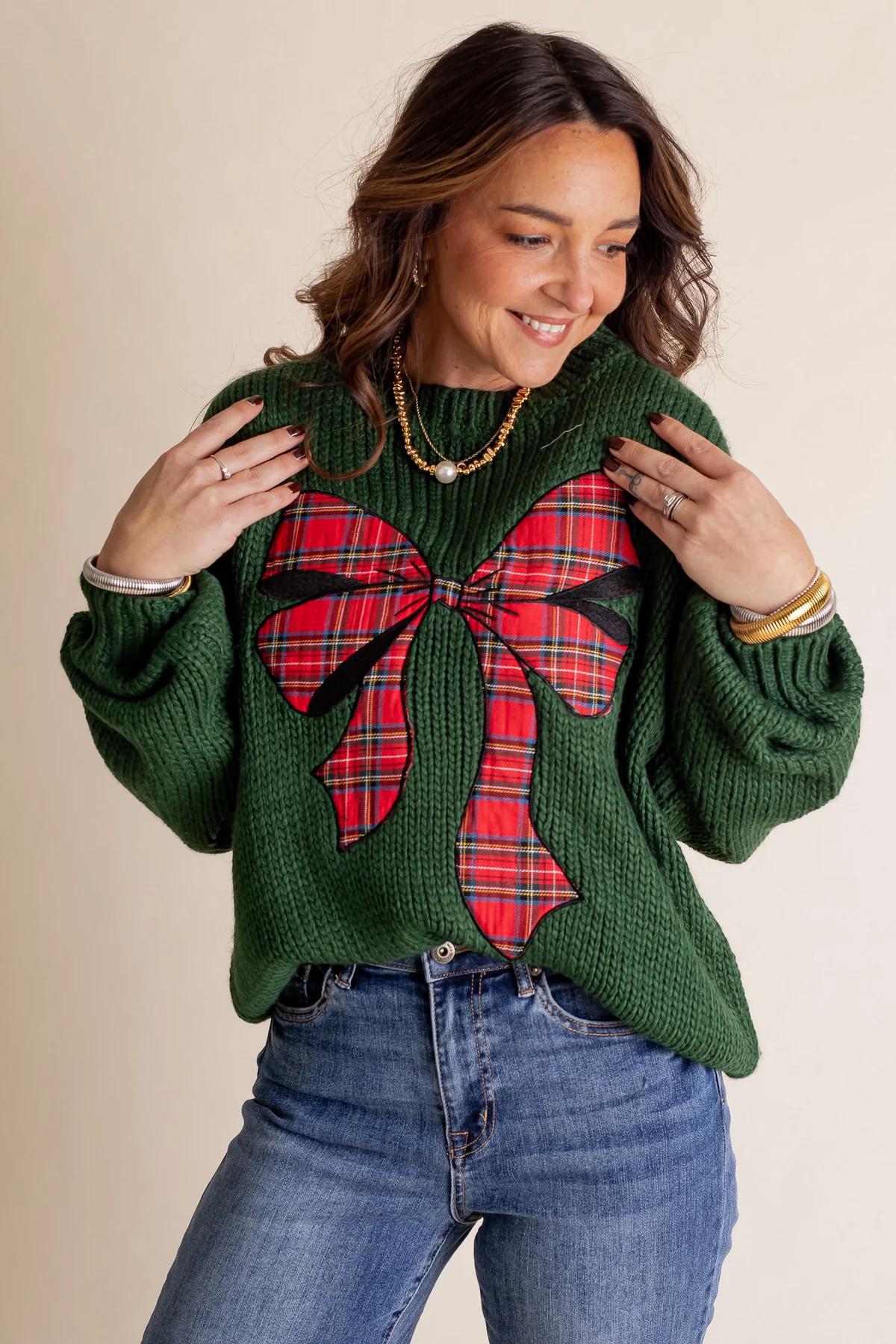 Plaid Ribbon Sweater