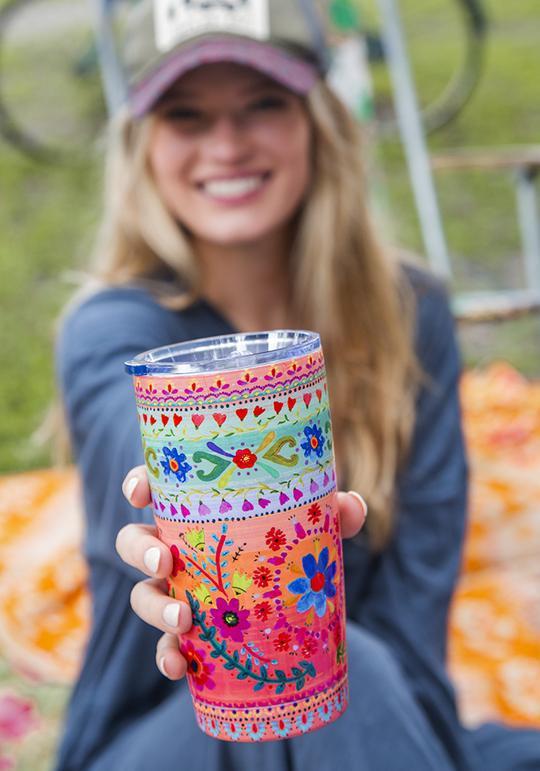 Border Print Floral Tumbler
