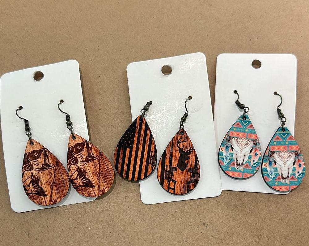 Printed Teardrop Earrings
