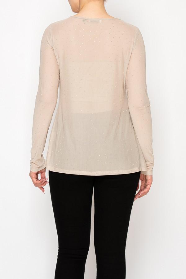 Long Sleeved Mesh Top With Sparkly Details