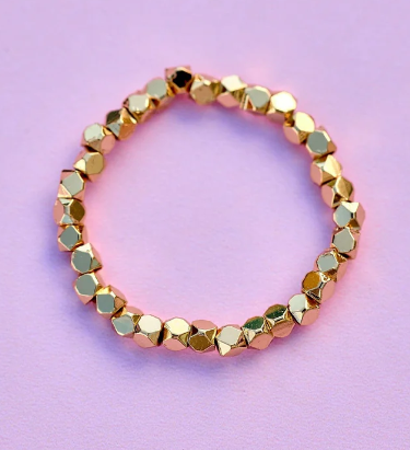 Faceted Gold Bead Stretch Ring