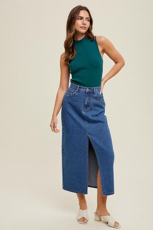 Denim Midi Skirt