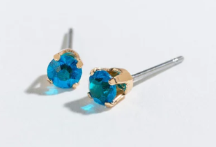 December Blue Zircon Stud Earrings