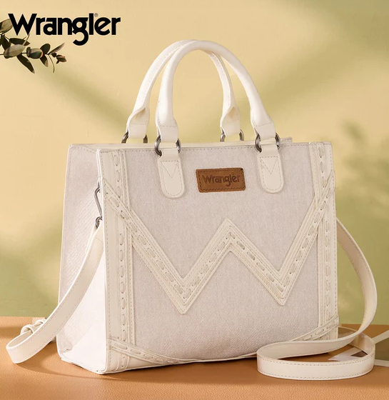 Wrangler Western Chevron Contrast Stitch Satchel Bag - Tan