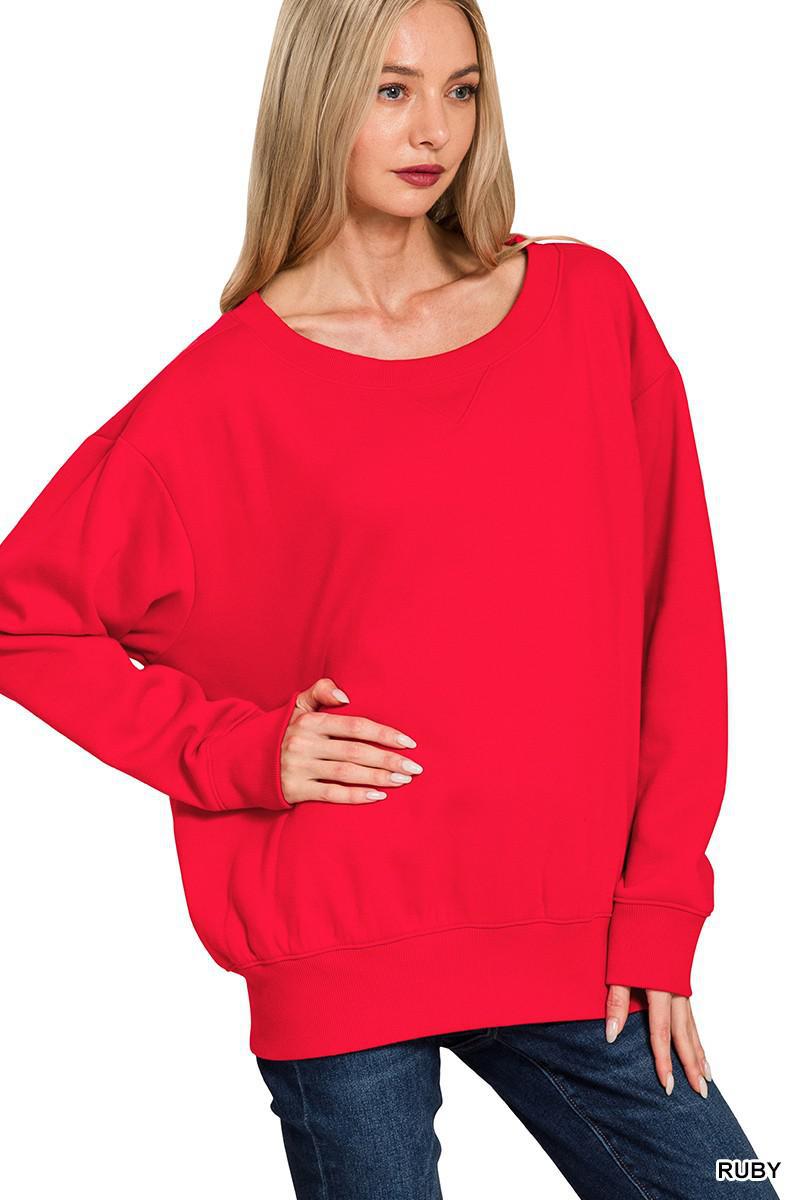 Fleece Boat Neck Sweatshirts