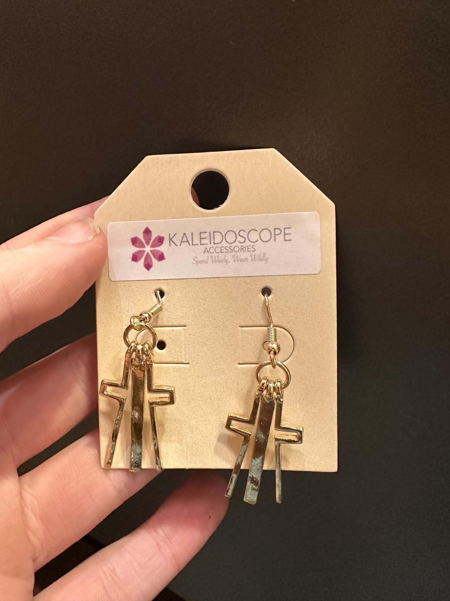 Kaleidoscope Split Apart Cross Earrings
