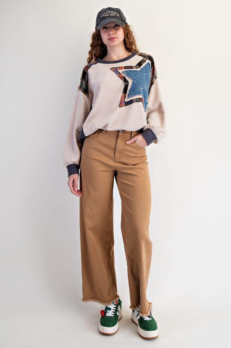 Camel Frayed Twill Pants