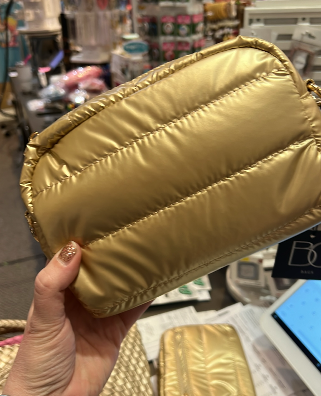 Gold Mini Puffer Bag