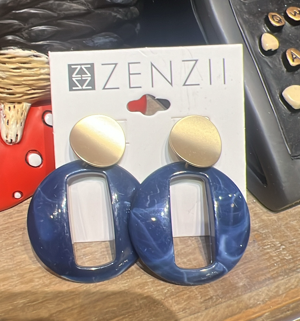 Navy Marble Earrings