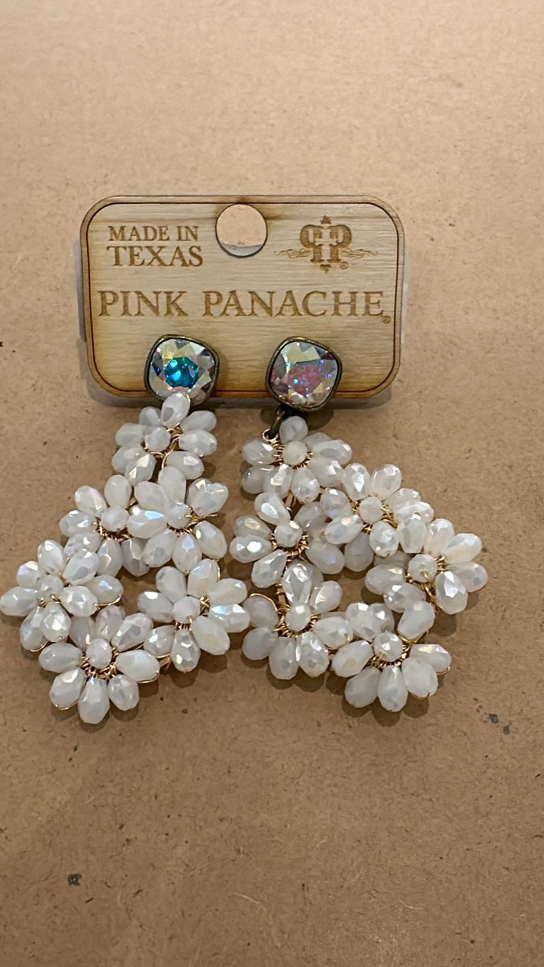 Ivory Flower Crystal Earrings