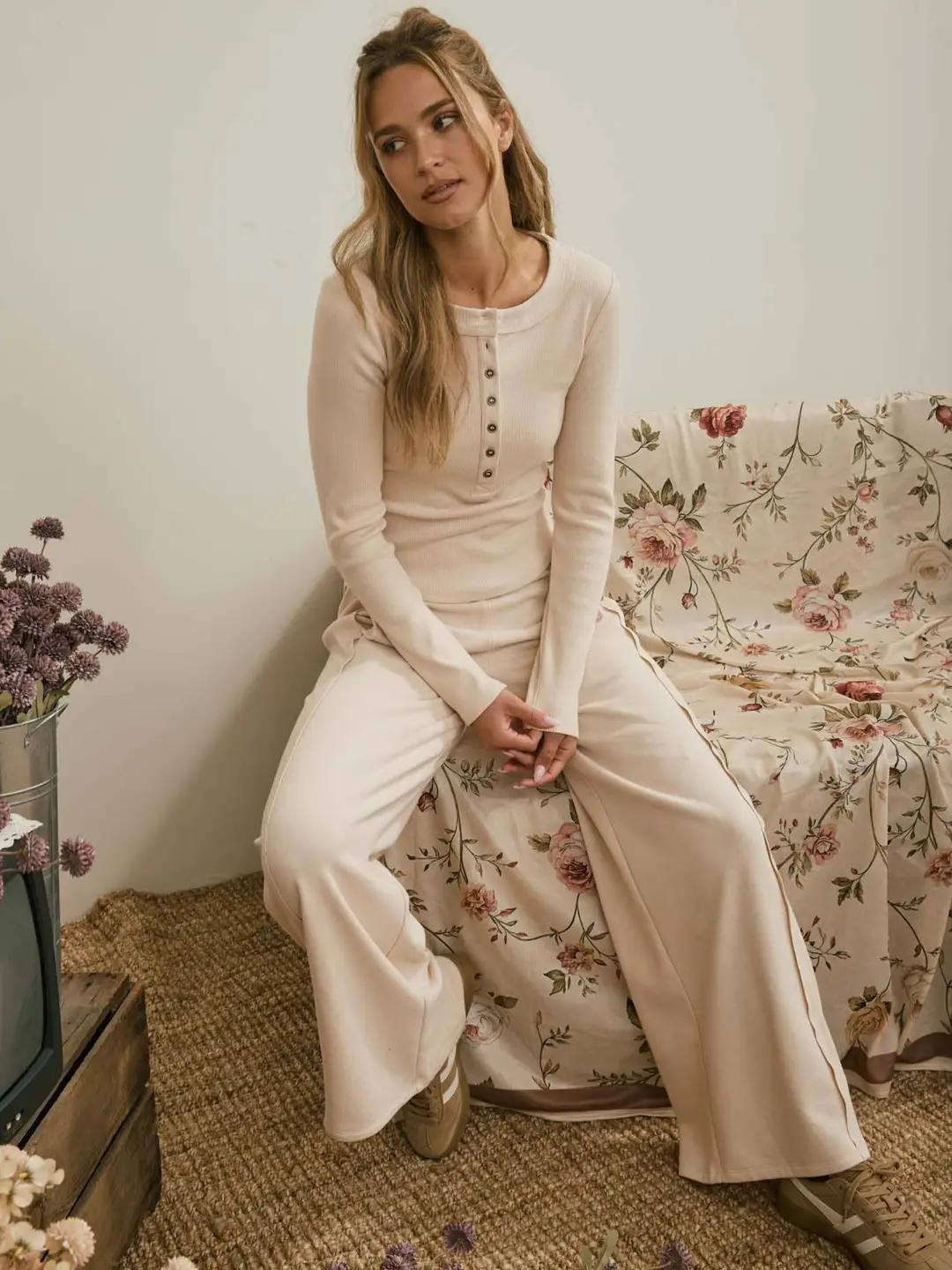 Elastic Waist Side Panel Knit Lounge Pants