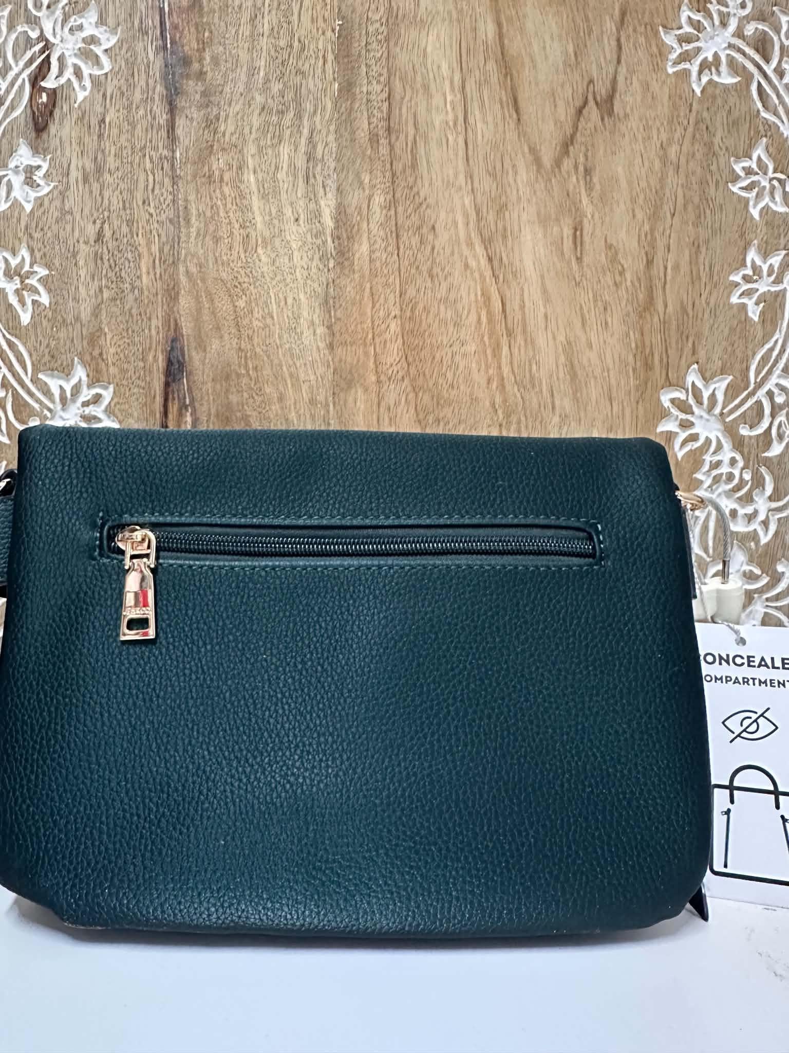 Aubree Dark Emerald Flapover Crossbody Bag