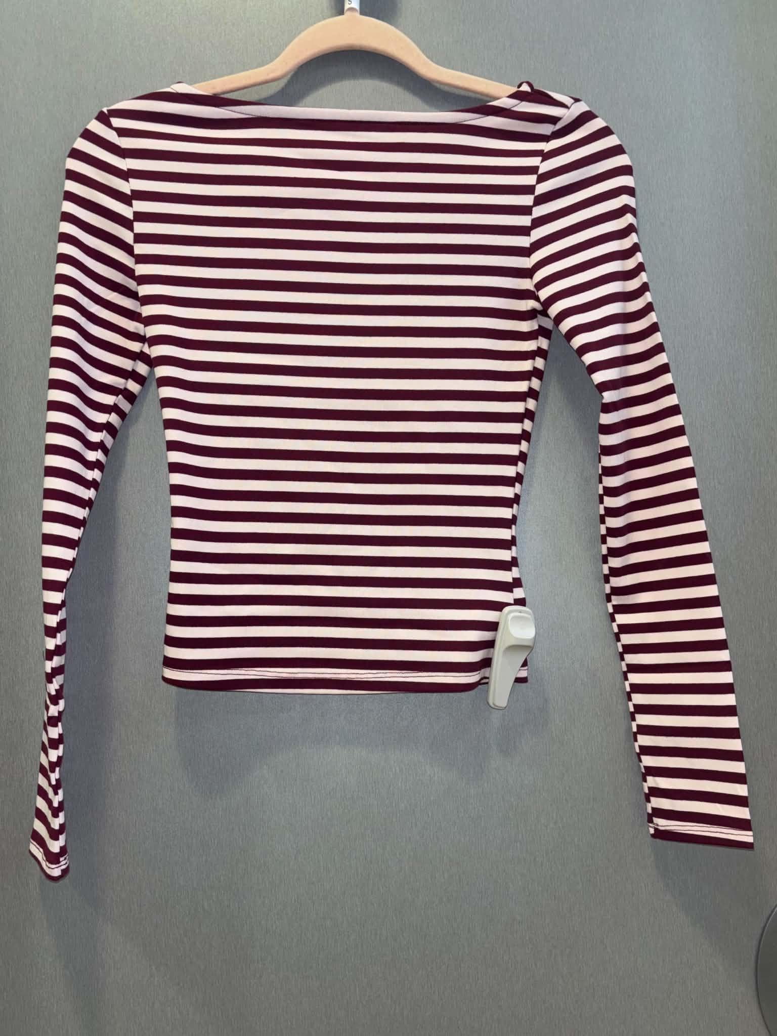 Boat Neck Striped Long Sleeve Top