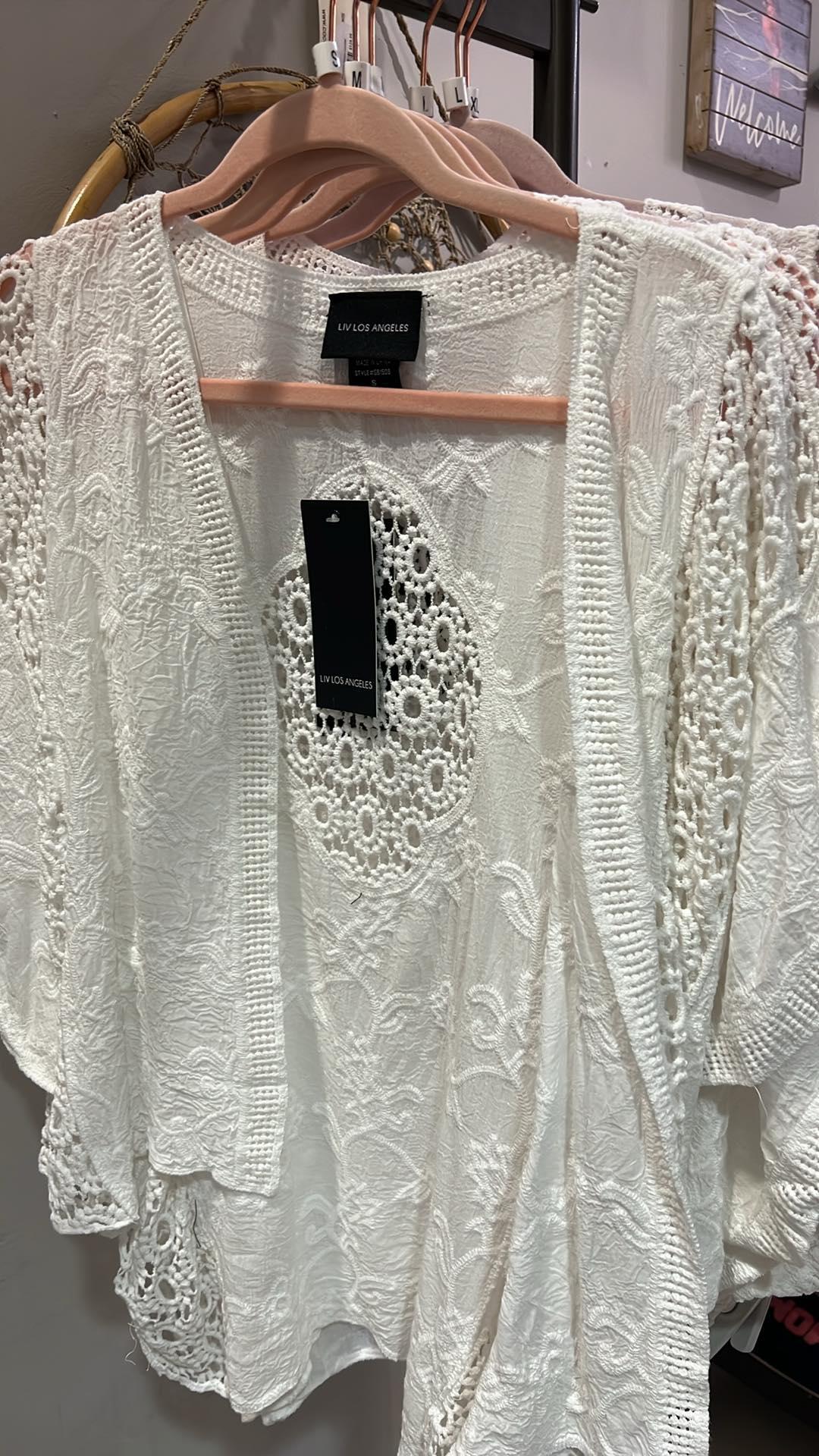 White Crochet Design Kimono