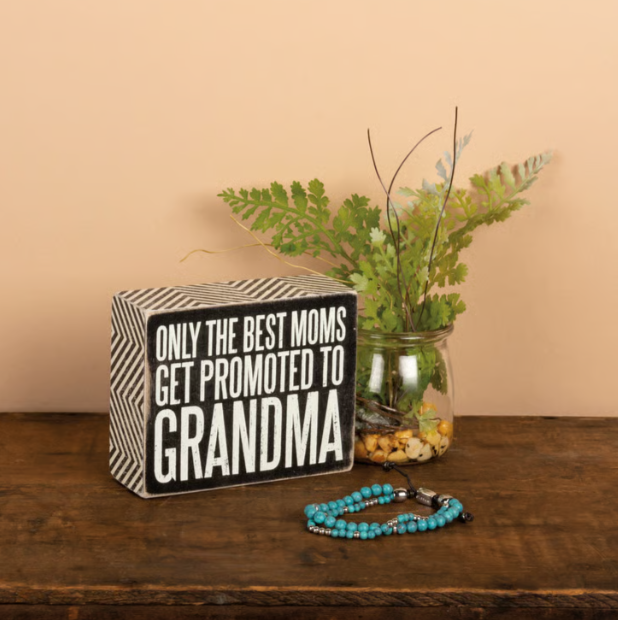 Best Moms Get Promoted To Grandma Box Sign
