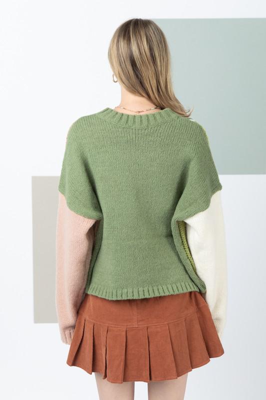 Olive Block Sweater