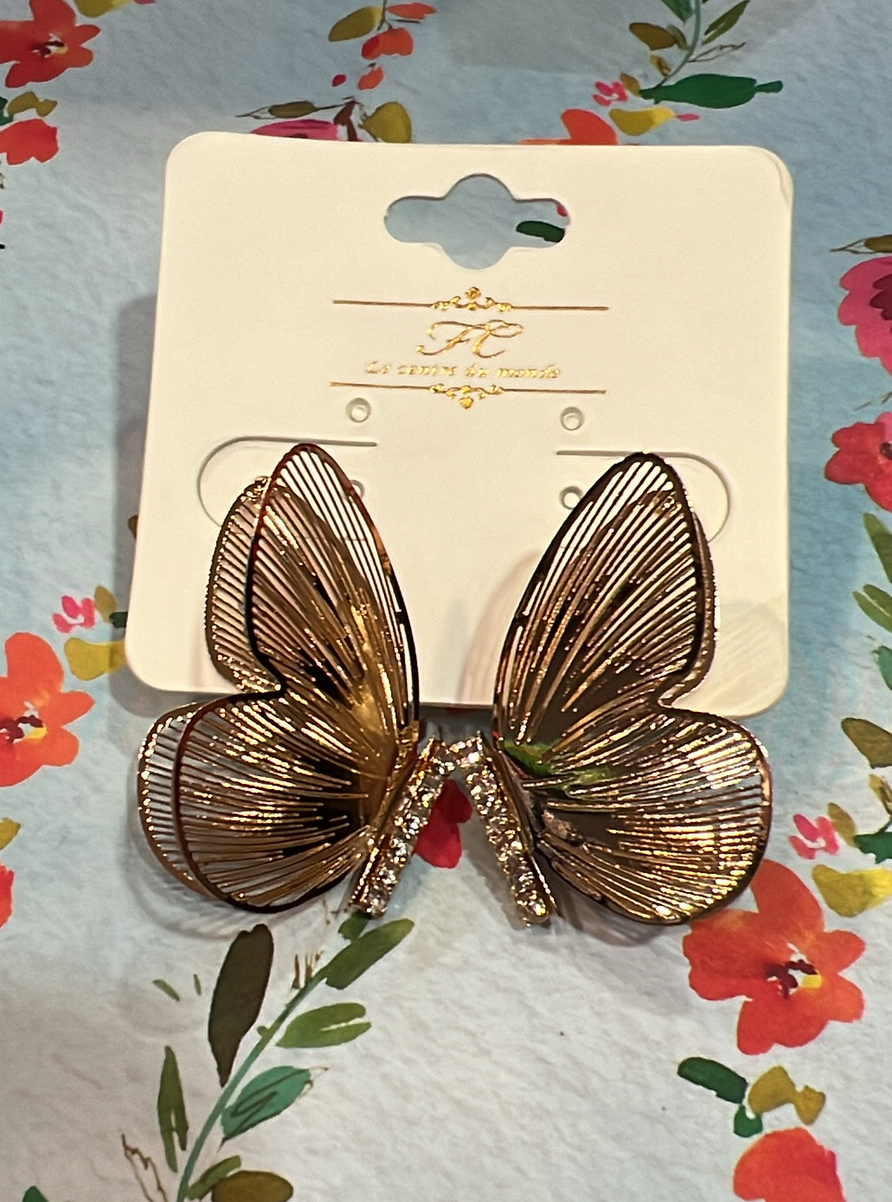 Butterfly Filigree Crystal Earrings