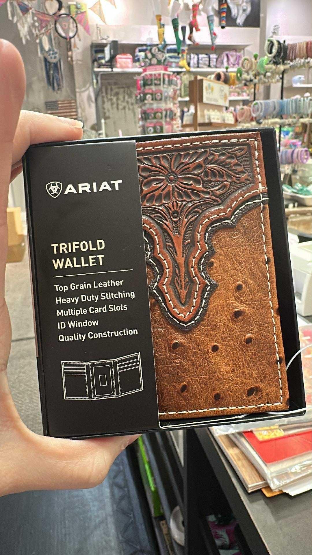 Ariat Ostrich Floral Embroidered Wallet