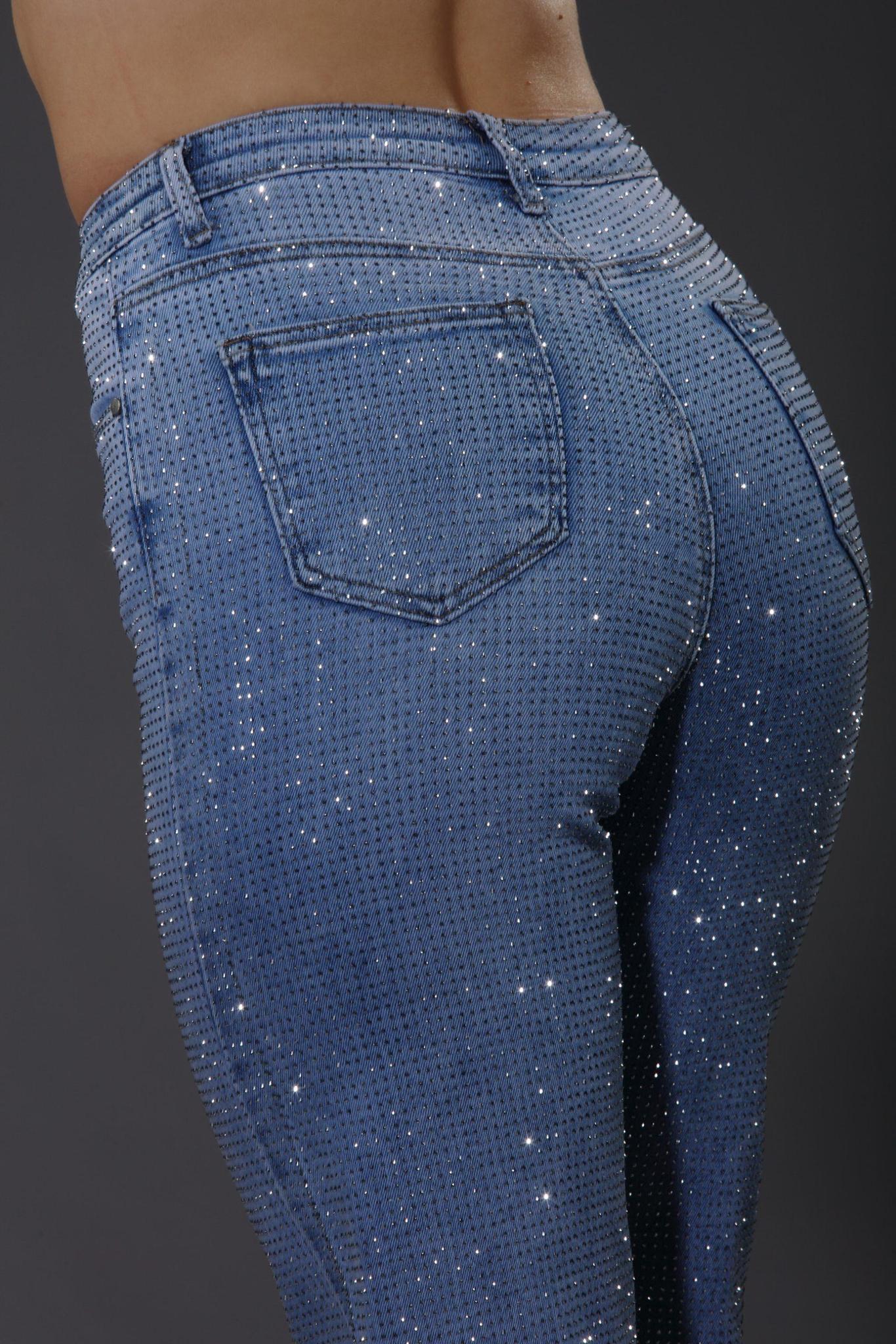 Nina Rossi Full Stone Embellished Bootcut Jeans