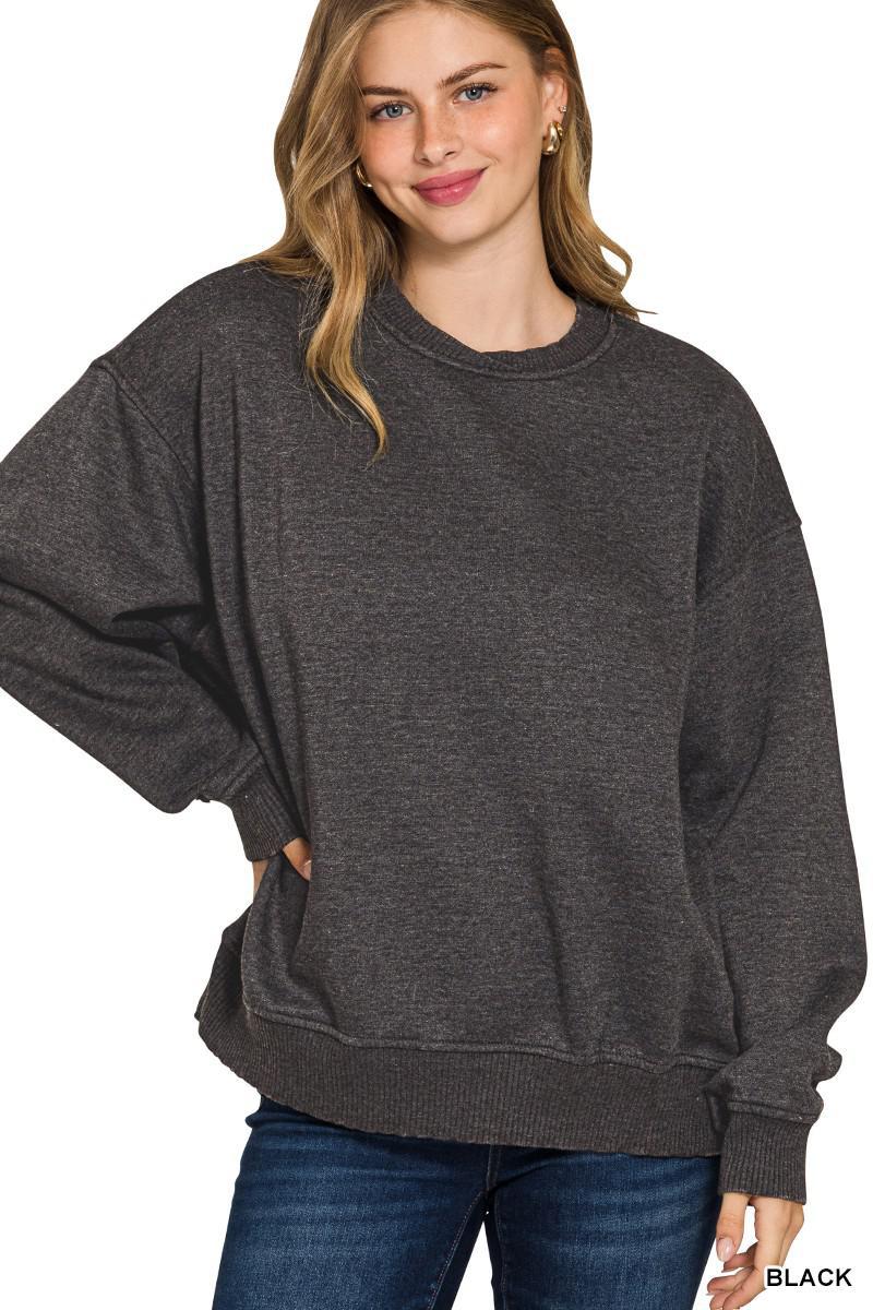 Acid Wash Oversized Fleece Pullover