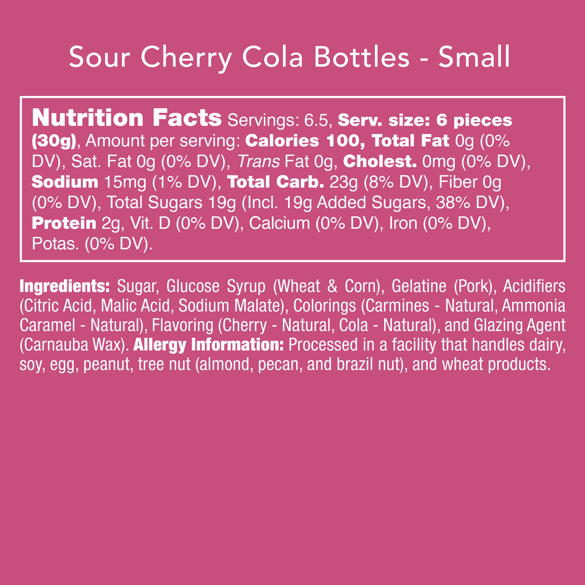 Sour Cherry Cola Bottles Candy