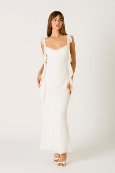 White Silk Long Maxi Dress