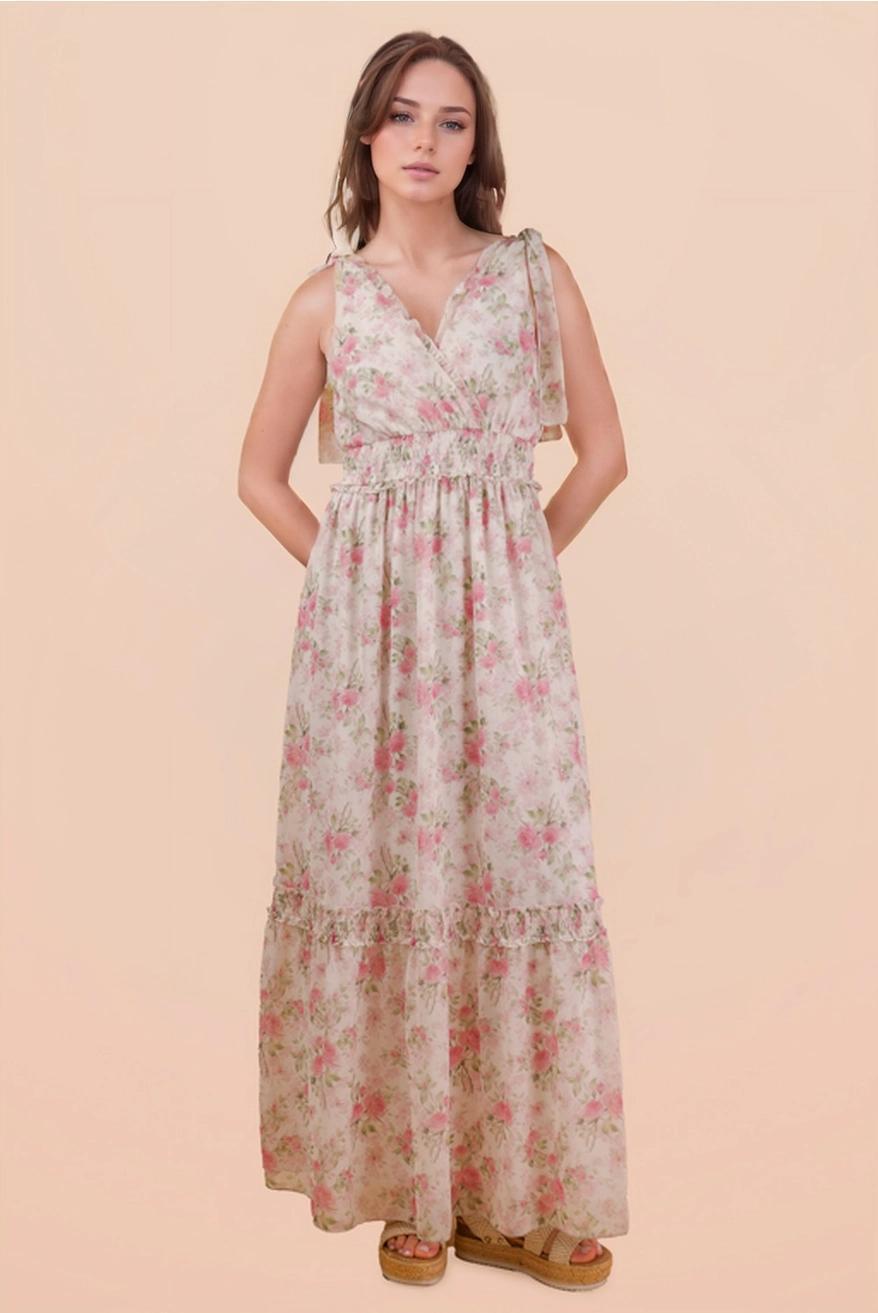 Floral Printed Shoulder Strap Midi Dress