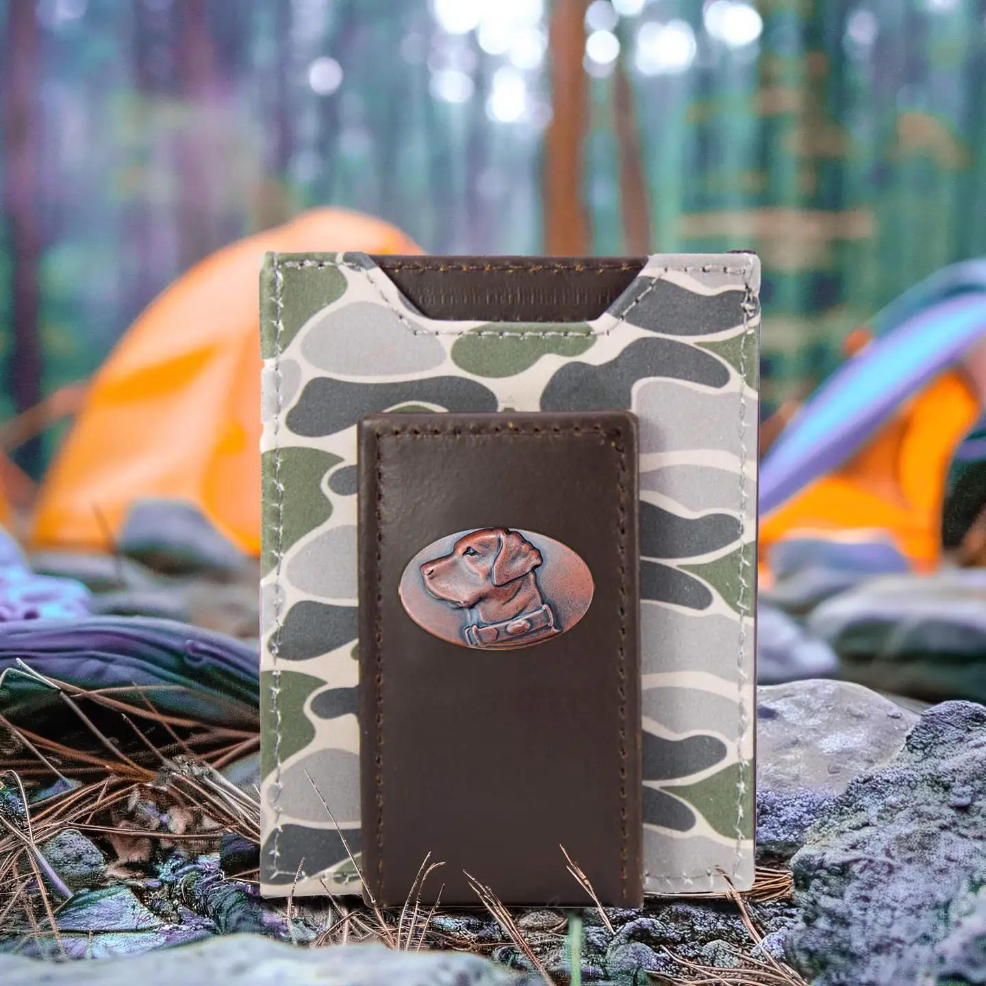 Magnetic Front Pocket Old School Camo Leather Wallet