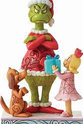 Max & Cindy Giving Gift to Grinch Figurine