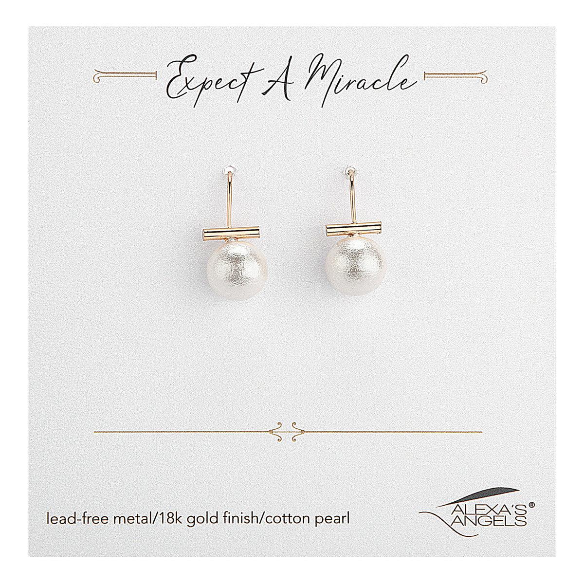 Alexa's Angels Expect a Miracle Cotton Pearl Earrings