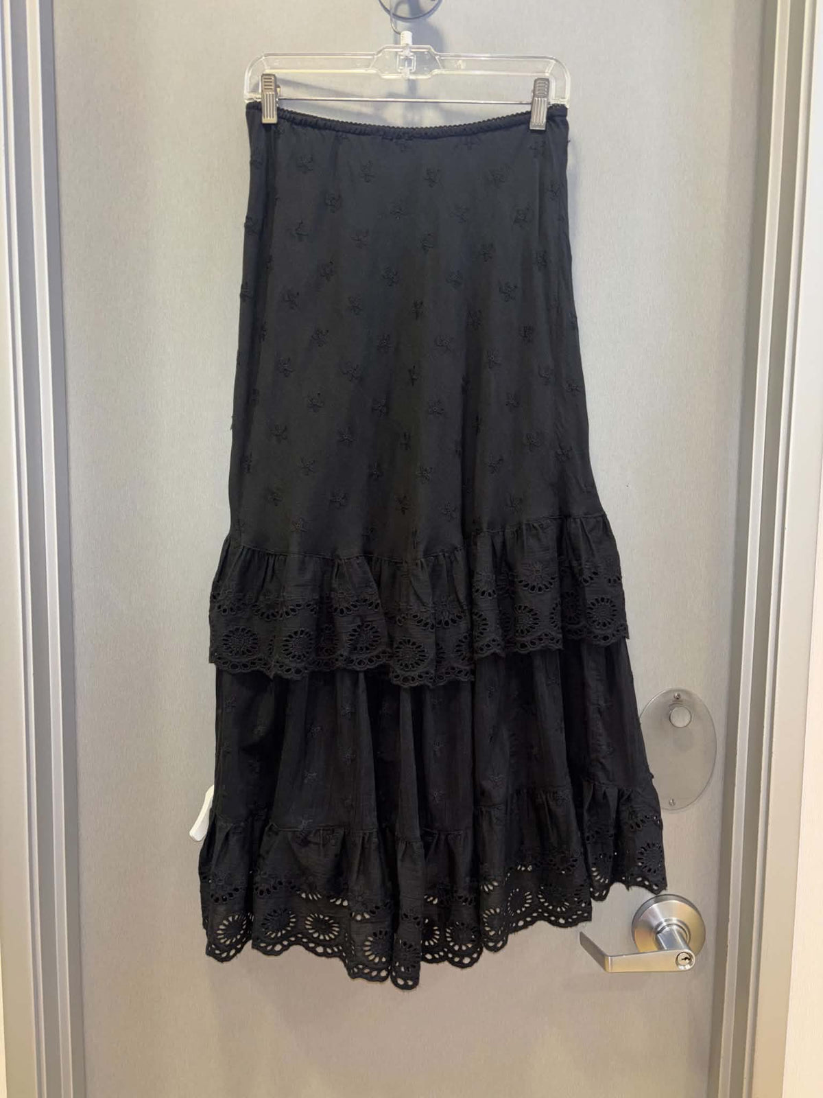 Black Lace Trim Maxi Skirt