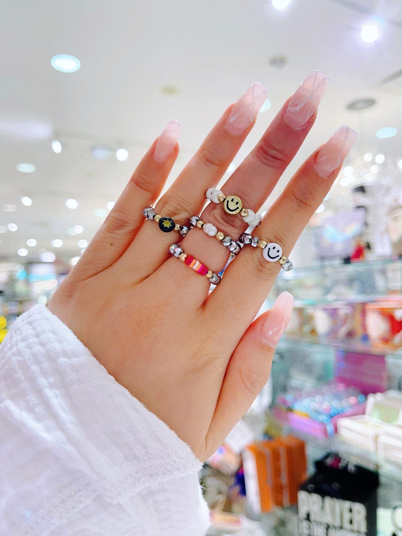 Smile Beaded  Ring Set