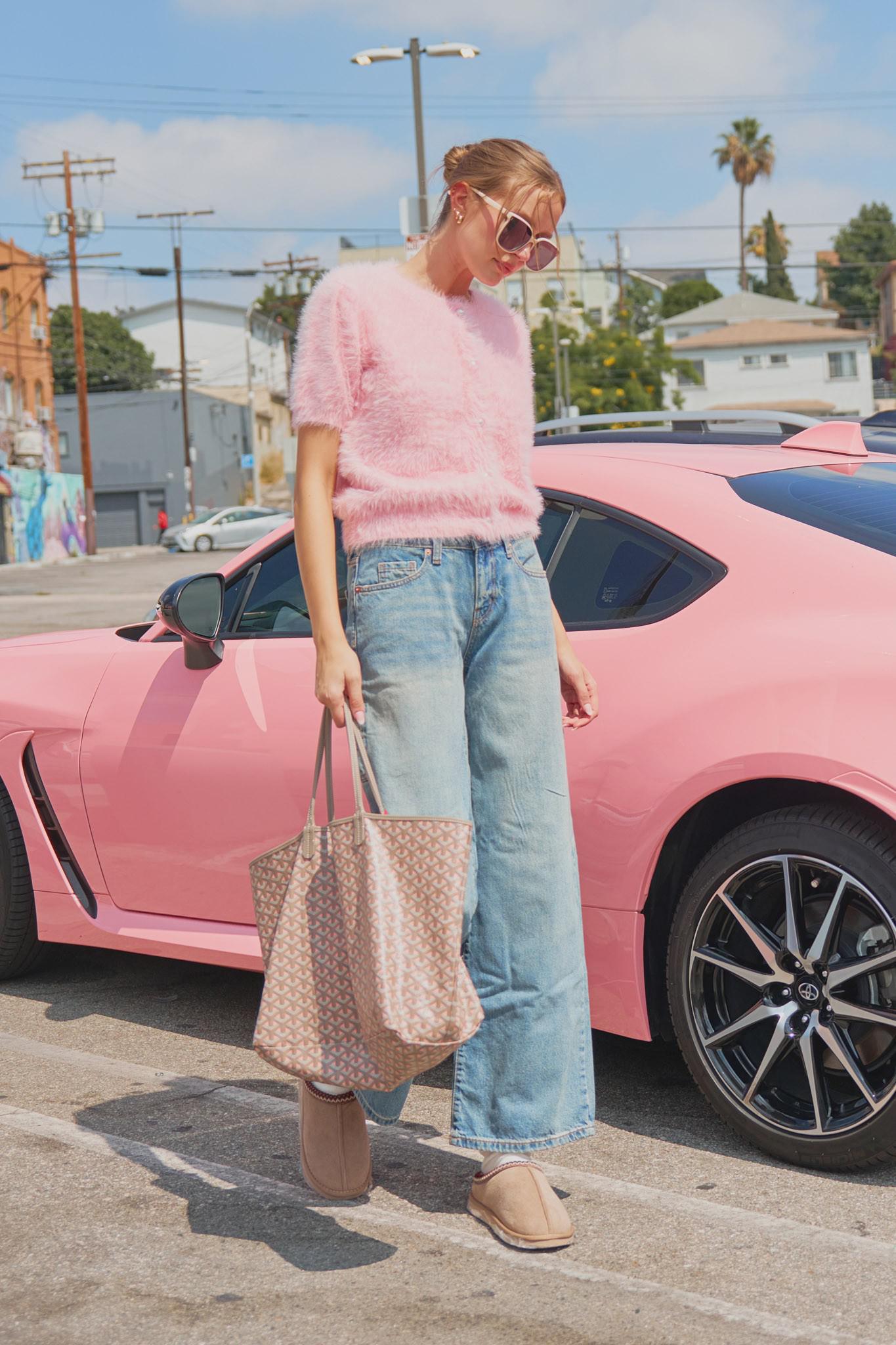 Mohair Knit Short Sleeve Sweater Cardigan