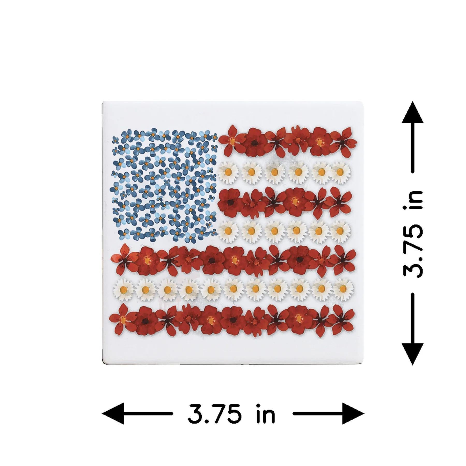 Floral American Flag Coaster