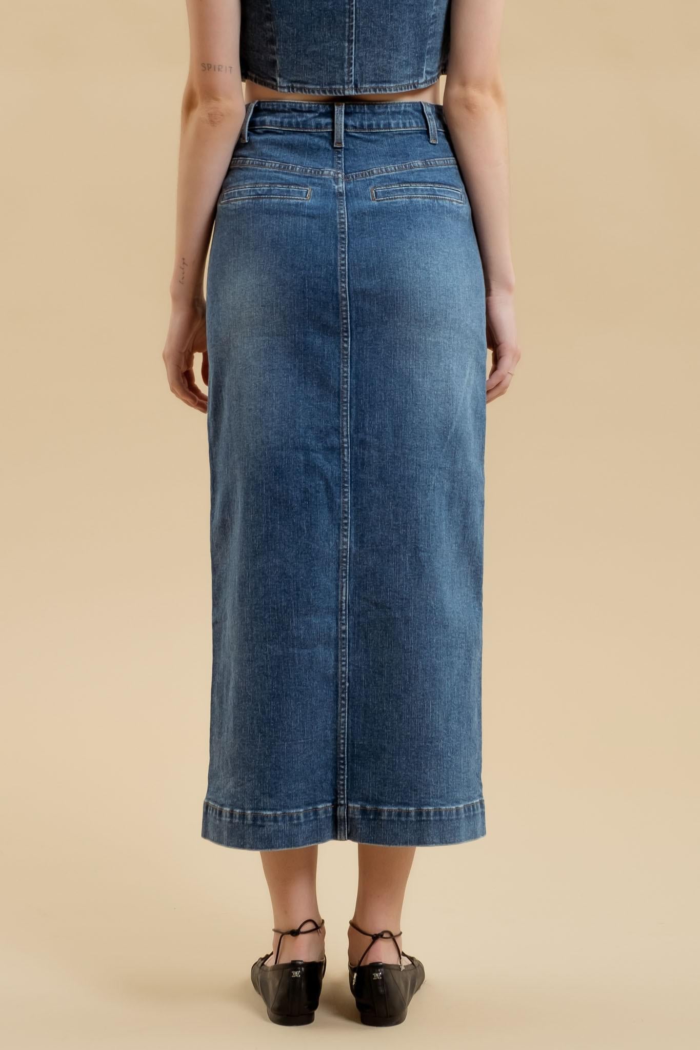 Denim Midi Skirt