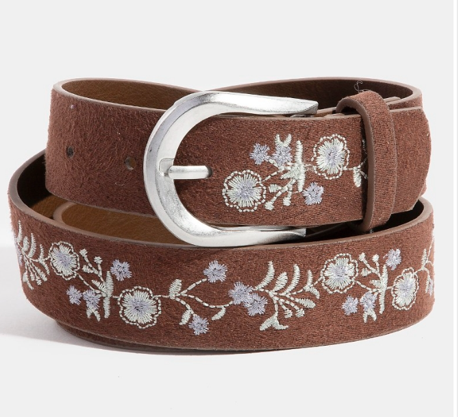 Soft Floral Embroidered Belt