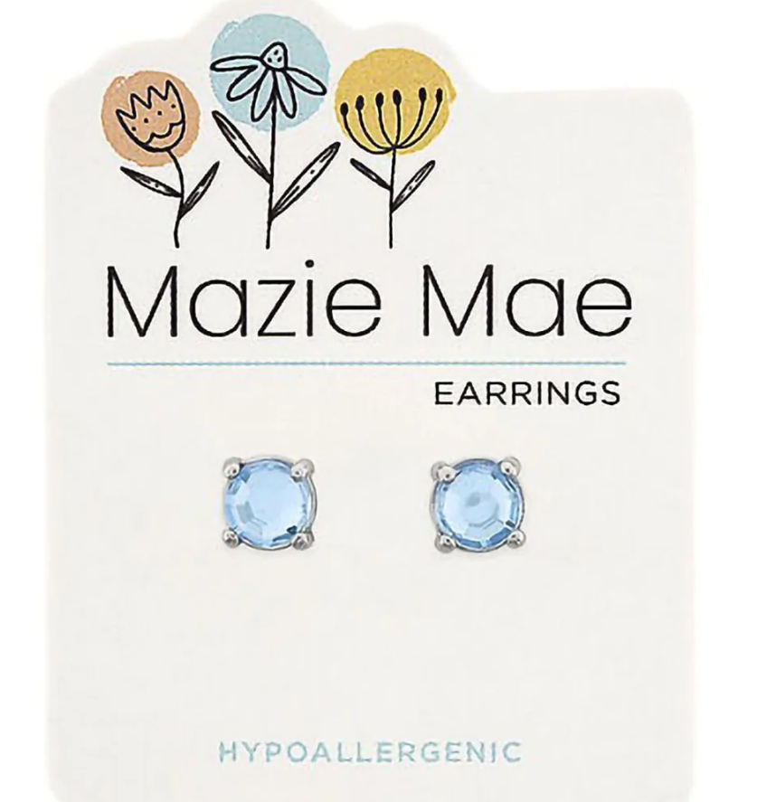 Silver Light Sapphire Solitaire Stud Mazie Mae Earring