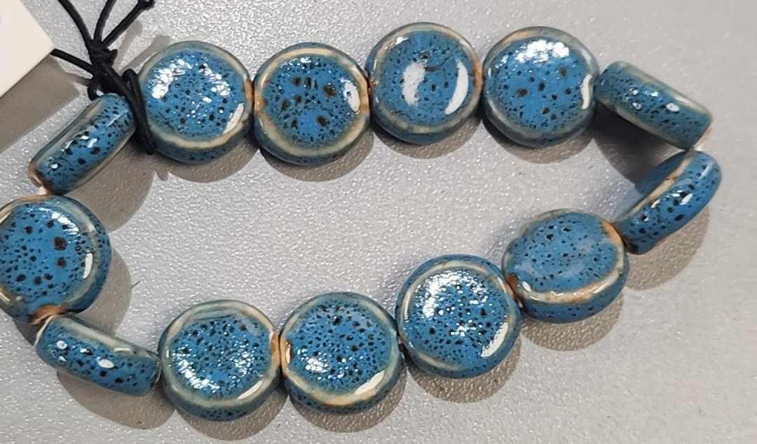 Flat Circle Clay Bead Bracelet