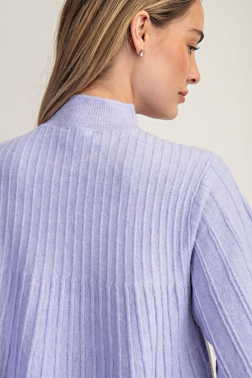 Short-Sleeve Mock-Neck Swing Sweater