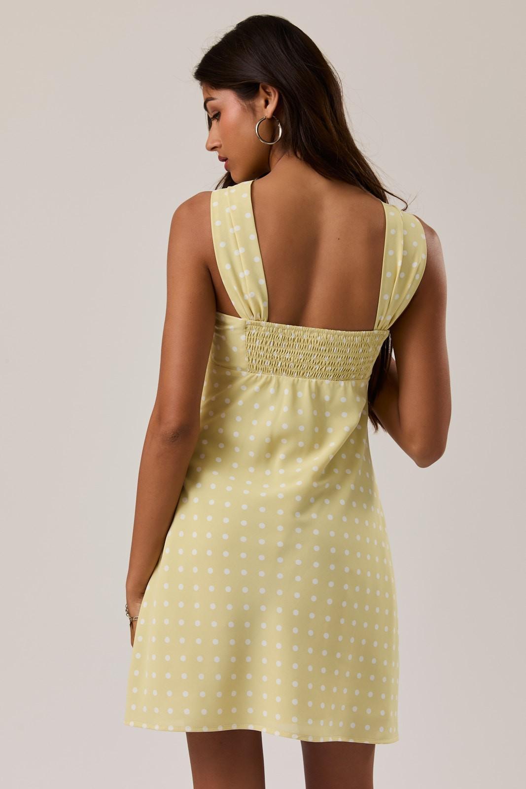 Butter Polka Dot Mini Dress With Attached Scarf