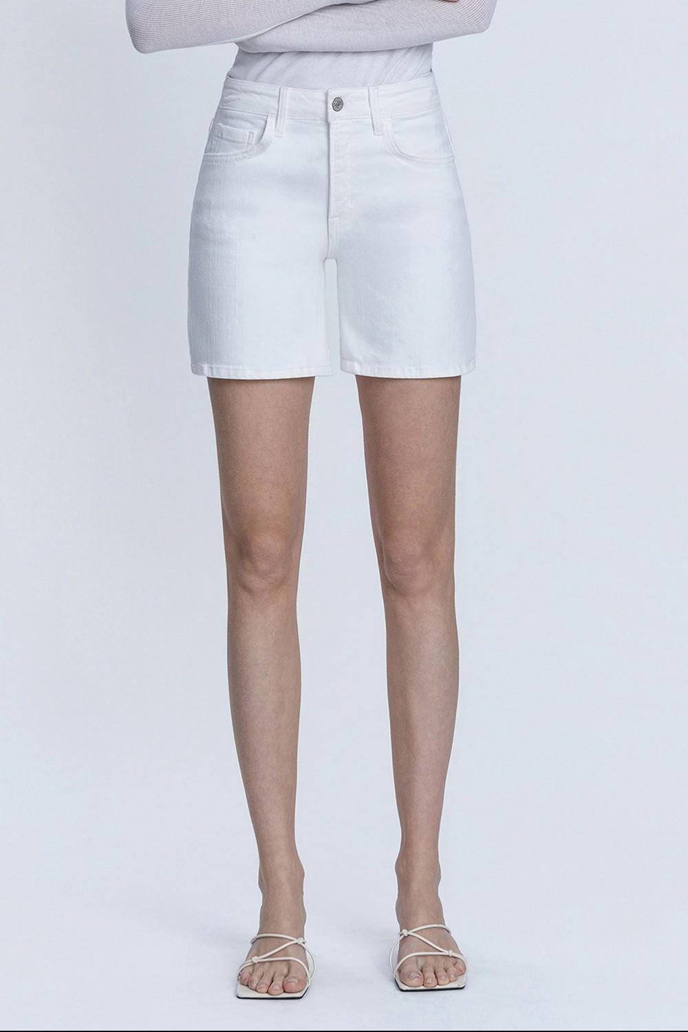 High Rise Optic White Midi A Line Shorts